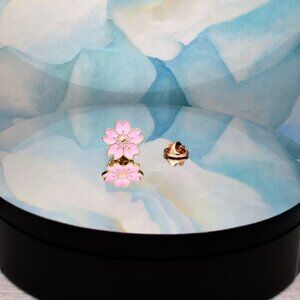 Kallie Juliet Cherry Blossom Flower Mini Brooch Pin Pink and Gold Gift Packaged